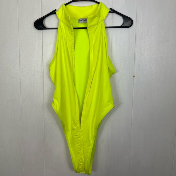 Icon Swim Neon Full Front Zip One Piece Swimsuit Sz L - Picture 6 of 8
